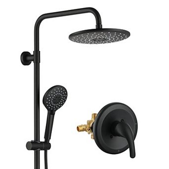 3-spray Patterns 9" Wall-mounted Shower System With Sliding Bar In Matte Black
