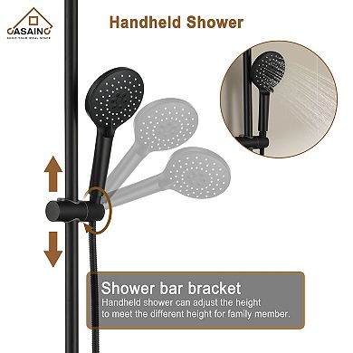 3-spray Patterns 9" Wall-mounted Shower System With Sliding Bar In Matte Black