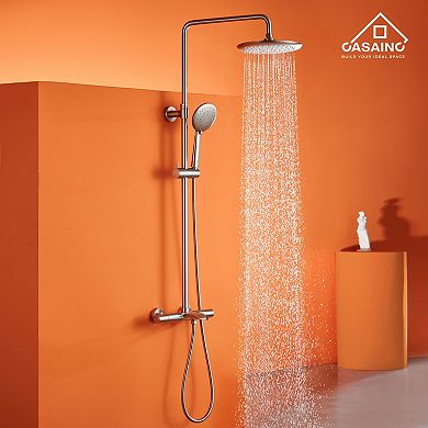 Casainc 9.5" Shower Faucet Dual Head Rainfall Shower Combo With Hand Shower