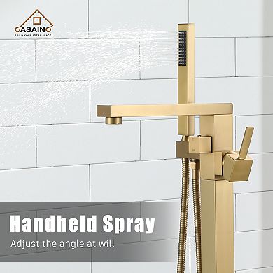 Casainc 1 Handle Freestanding Floor Mount Tub Faucet Bathtub Filler &hand Shower