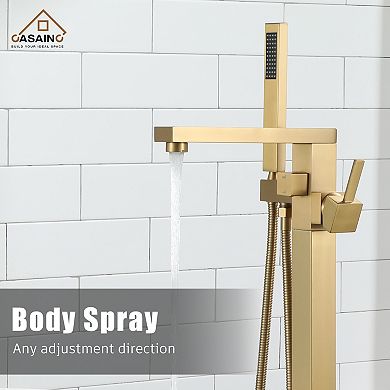 Casainc 1 Handle Freestanding Floor Mount Tub Faucet Bathtub Filler &hand Shower