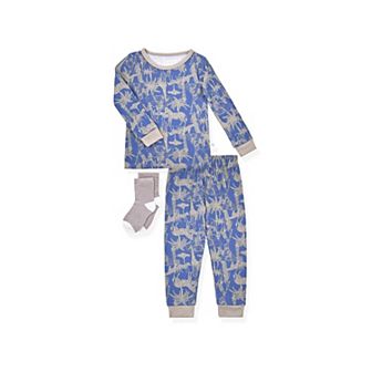 Sleep On It Toddler Boys 2 pc Super Soft Jersey Snug-fit Pajama Set With Matching Socks