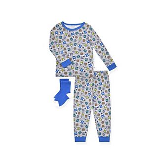 Sleep On It Toddler Boys 2 pc Super Soft Jersey Snug-fit Pajama Set With Matching Socks