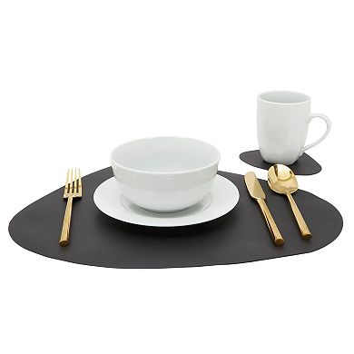 4x Faux Leather Placemats Table Mats Set with Wedge Coasters for Dinner Party