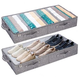 2 Pack Foldable Under Bed Storage Containers Large Capacity