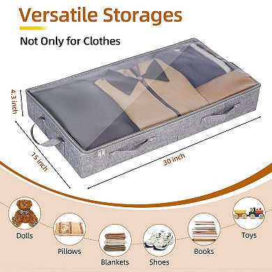 2 Pack Foldable Under Bed Storage Containers Large Capacity