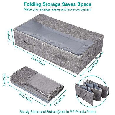 2 Pack Foldable Under Bed Storage Containers Large Capacity