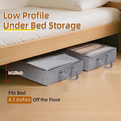 2 Pack Foldable Under Bed Storage Containers Large Capacity