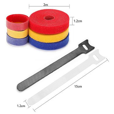 3 Rolls Fastening Cable Ties Reusable Nylon With 20pcs Cable Straps Organizer