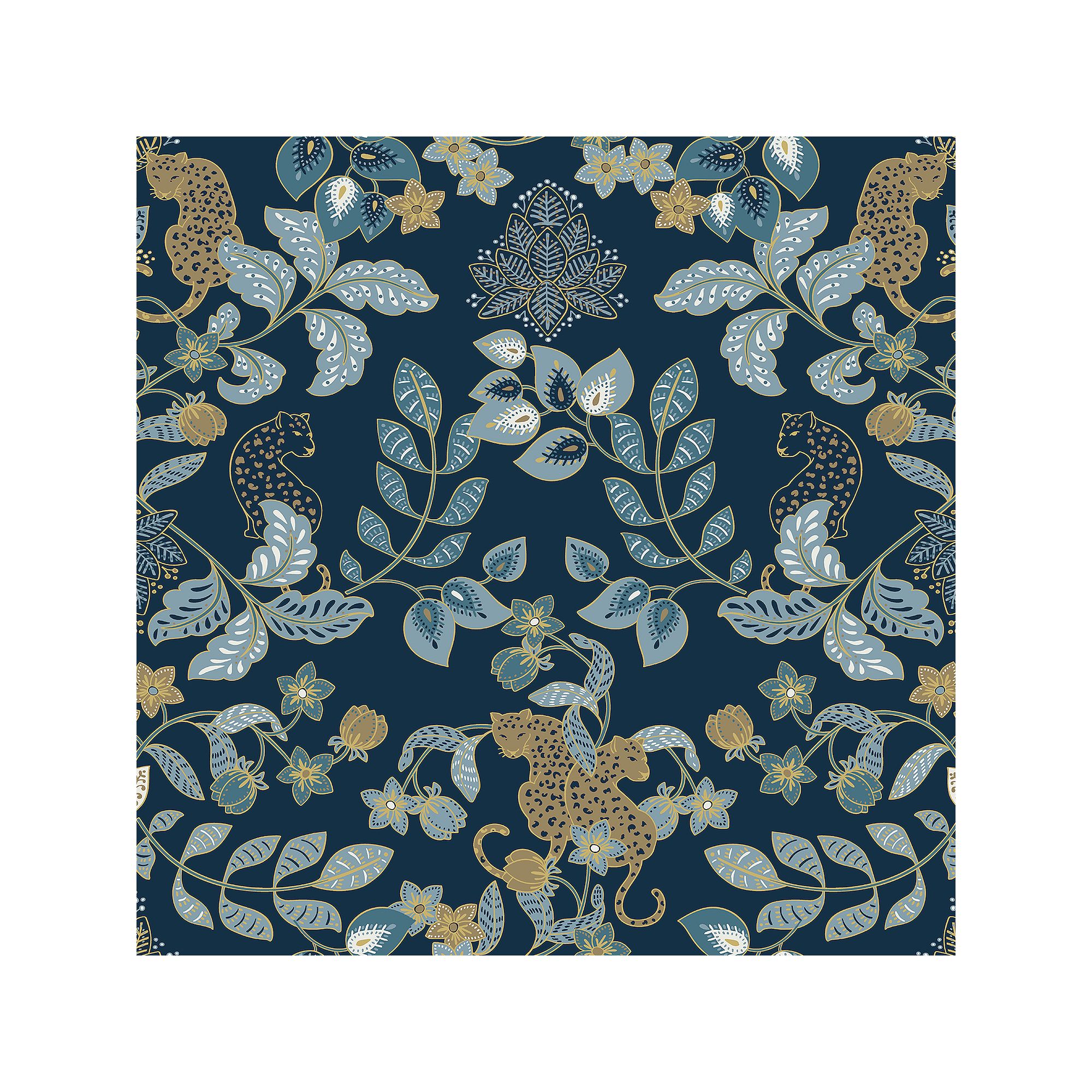 Brewster Home Fashions Getty Jungle Damask Wallpaper, Blue