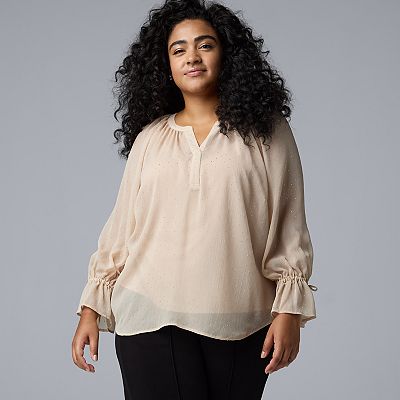 Plus Size Simply Vera Vera Wang Rhinestone Blouse