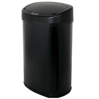 Black 13-gallon Kitchen Trash Can With Touch Free Motion Sensor Lid