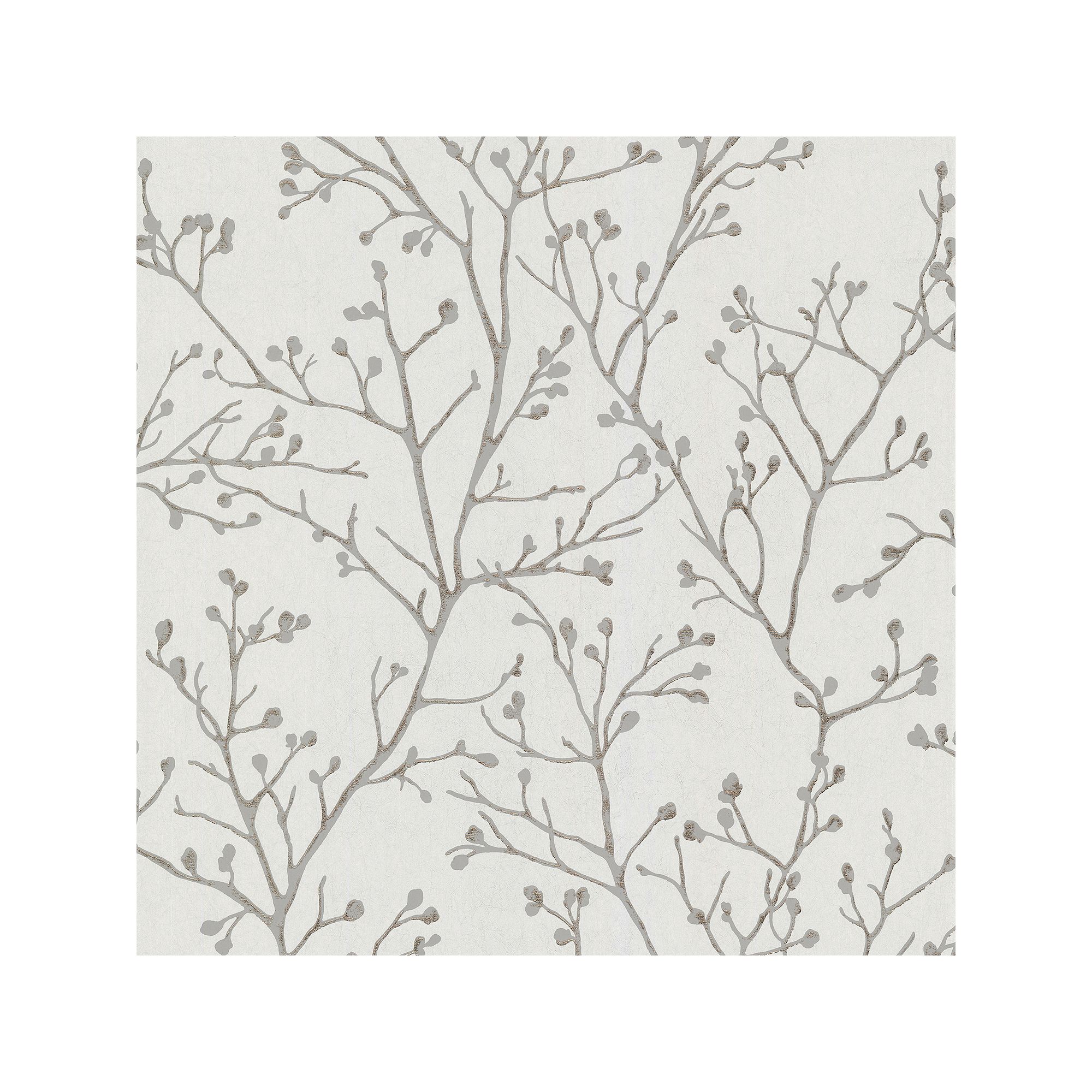 Brewster Home Fashions Koura Budding Branches Wallpaper, Silver