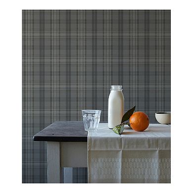 Brewster Home Fashions Austin Charcoal Plaid Wallpaper