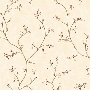 Brewster Home Fashions Justine Khaki Berry Trail Wallpaper