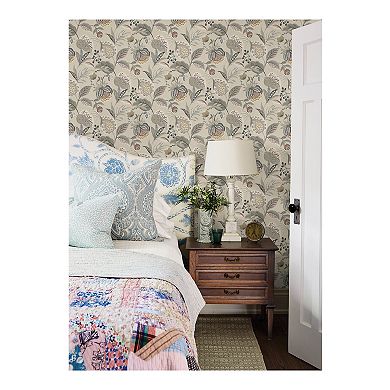 Brewster Home Fashions Bohemian Grey Jacobean Wallpaper