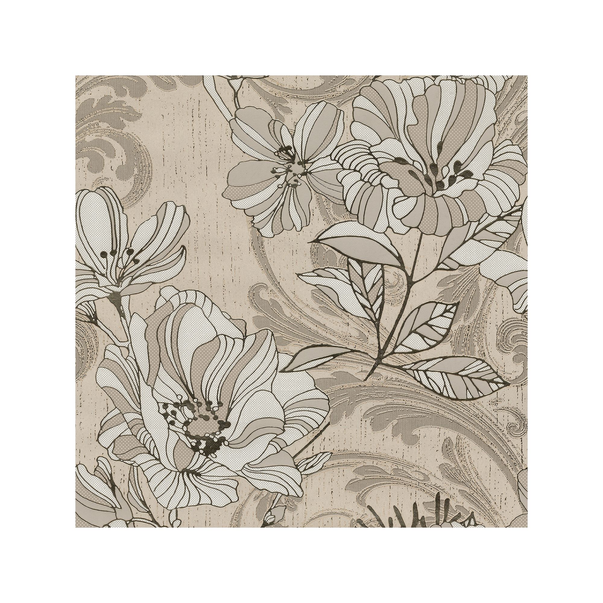 Brewster Home Fashions Selene Mucha Floral Wallpaper, Neutral