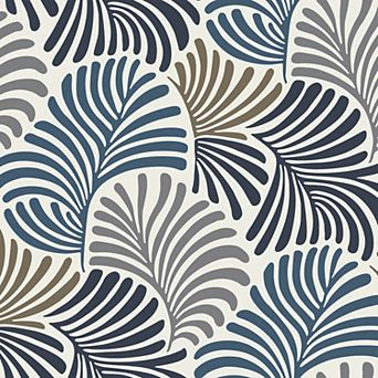 Brewster Home Fashions Trousdale Dark Blue Fanning Flora Wallpaper