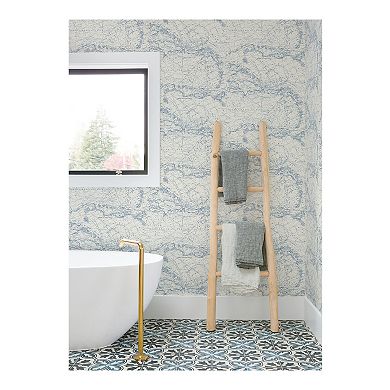 Brewster Home Fashions Charts Navy Nautical Chart Wallpaper