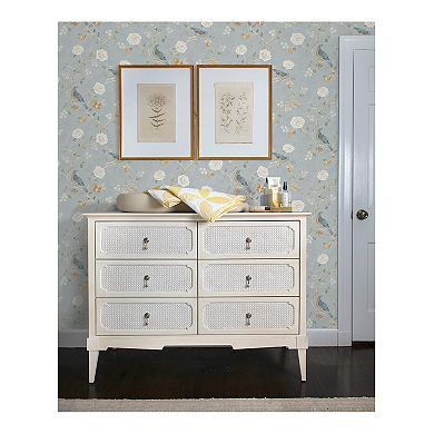 Brewster Home Fashions Erin Gates x A-Street Prints Wellesley Blue Heather Chinoiserie Wallpaper