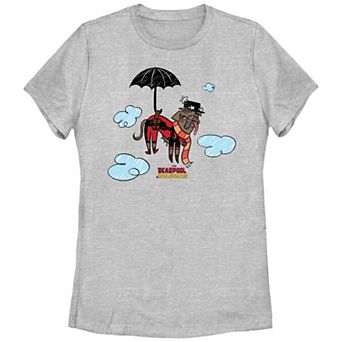 Juniors' Marvel Deadpool and Wolverine Dogpool Mary Poppins Parody Graphic Tee