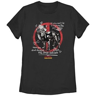 Juniors' Marvel Deadpool and Wolverine Dogpool Little Unicorn Graphic Tee