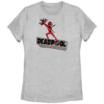Juniors' Marvel Deadpool and Wolverine Hail Dog Graphic Tee