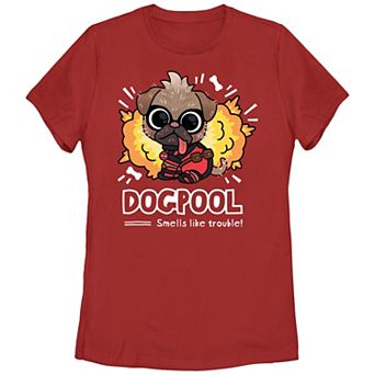 Juniors' Marvel Deadpool and Wolverine Dogpool Trouble Graphic Tee