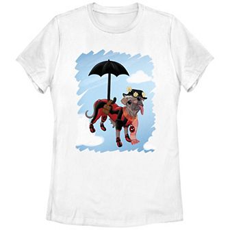 Juniors' Marvel Deadpool and Wolverine Dogpool Mary Poppins Graphic Tee
