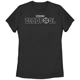 Juniors' Marvel Deadpool and Wolverine Scratch Logo Graphic Tee
