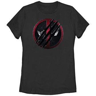 Juniors' Marvel Deadpool and Wolverine Scratch Graphic Tee