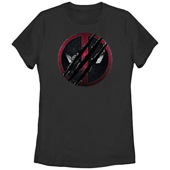 Juniors' Marvel Deadpool and Wolverine Scratch Graphic Tee