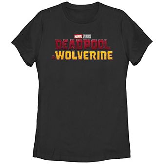 Juniors' Marvel Deadpool and Wolverine Logo Graphic Tee