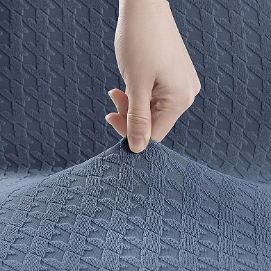 No. 918 Sparta Houndstooth Textured Stretch Fit Elastic Dining Chair Cover Pair
