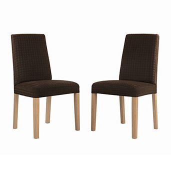 No. 918 Sparta Houndstooth Textured Stretch Fit Elastic Dining Chair Cover Pair