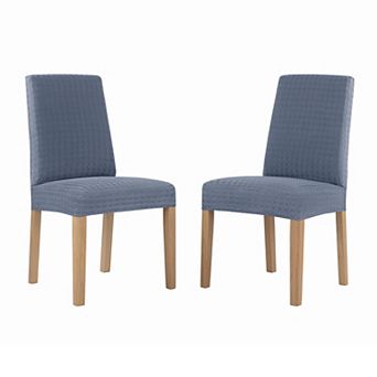No. 918 Sparta Houndstooth Textured Stretch Fit Elastic Dining Chair Cover Pair