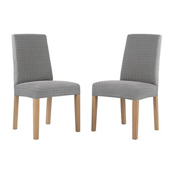 No. 918 Sparta Houndstooth Textured Stretch Fit Elastic Dining Chair Cover Pair