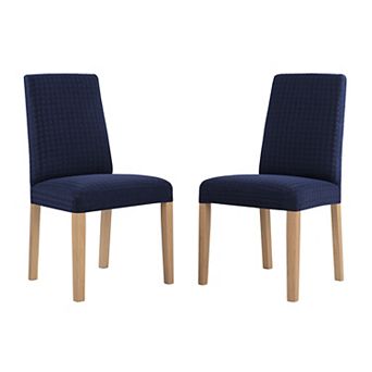 No. 918 Sparta Houndstooth Textured Stretch Fit Elastic Dining Chair Cover Pair