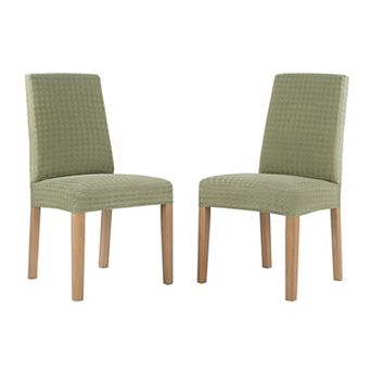 No. 918 Sparta Houndstooth Textured Stretch Fit Elastic Dining Chair Cover Pair