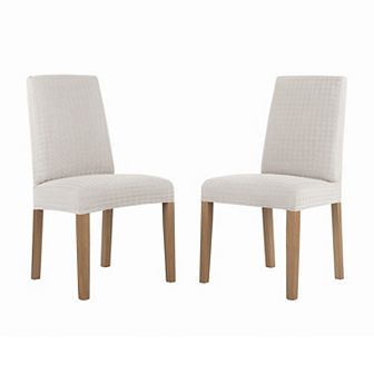 No. 918 Sparta Houndstooth Textured Stretch Fit Elastic Dining Chair Cover Pair