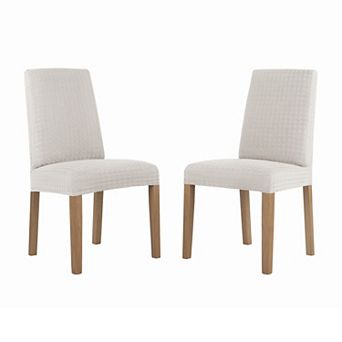 No. 918 Sparta Houndstooth Textured Stretch Fit Elastic Dining Chair Cover Pair