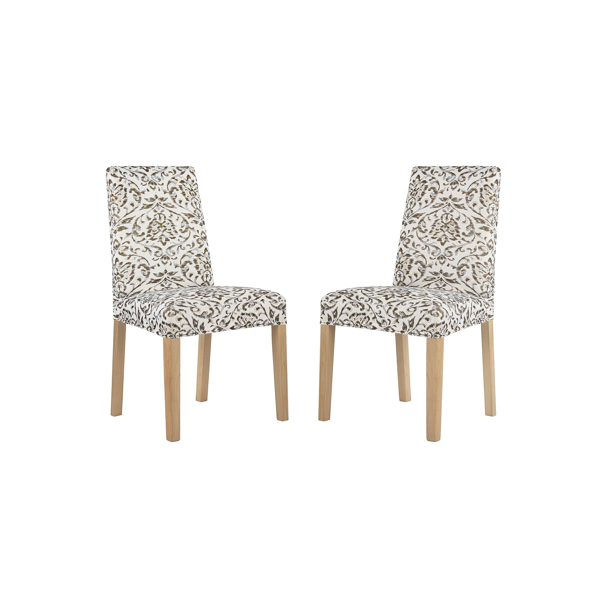 No. 918 Verity Damask Print Stretch Fit Elastic Dining Chair Cover Pair, Br