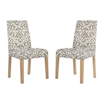 No. 918 Verity Damask Print Stretch Fit Elastic Dining Chair Cover Pair
