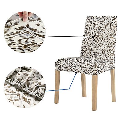 No. 918 Verity Damask Print Stretch Fit Elastic Dining Chair Cover Pair