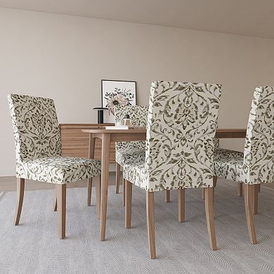 No. 918 Verity Damask Print Stretch Fit Elastic Dining Chair Cover Pair
