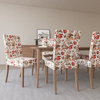 No. 918 Alvina Floral Print Stretch Fit Elastic Dining Chair Cover Pair