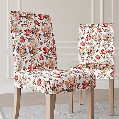 No. 918 Alvina Floral Print Stretch Fit Elastic Dining Chair Cover Pair