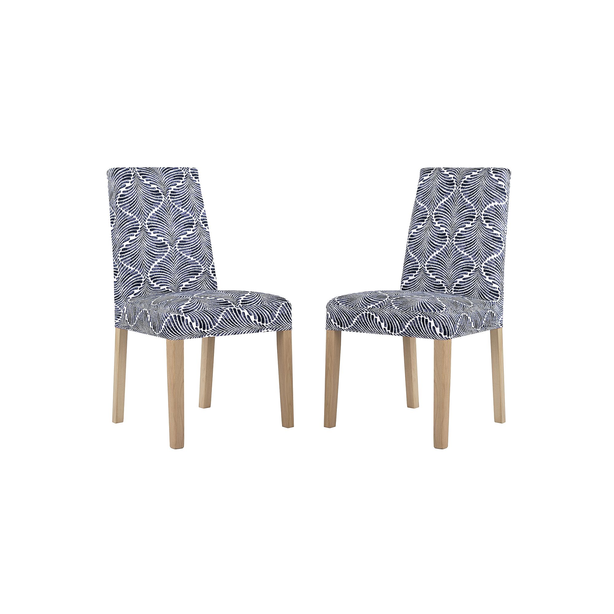 No. 918 Selene Ogee Print Stretch Fit Elastic Dining Chair Cover Pair, Blue