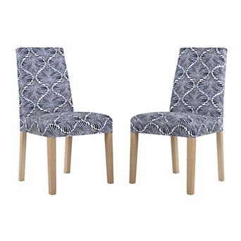 No. 918 Selene Ogee Print Stretch Fit Elastic Dining Chair Cover Pair