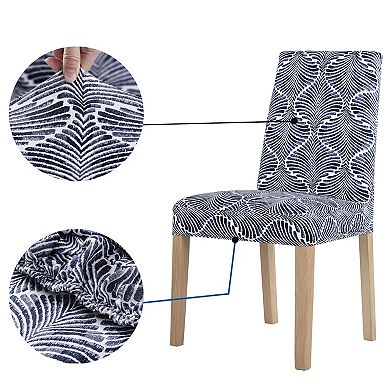 No. 918 Selene Ogee Print Stretch Fit Elastic Dining Chair Cover Pair